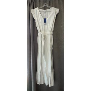 White linen boho dress